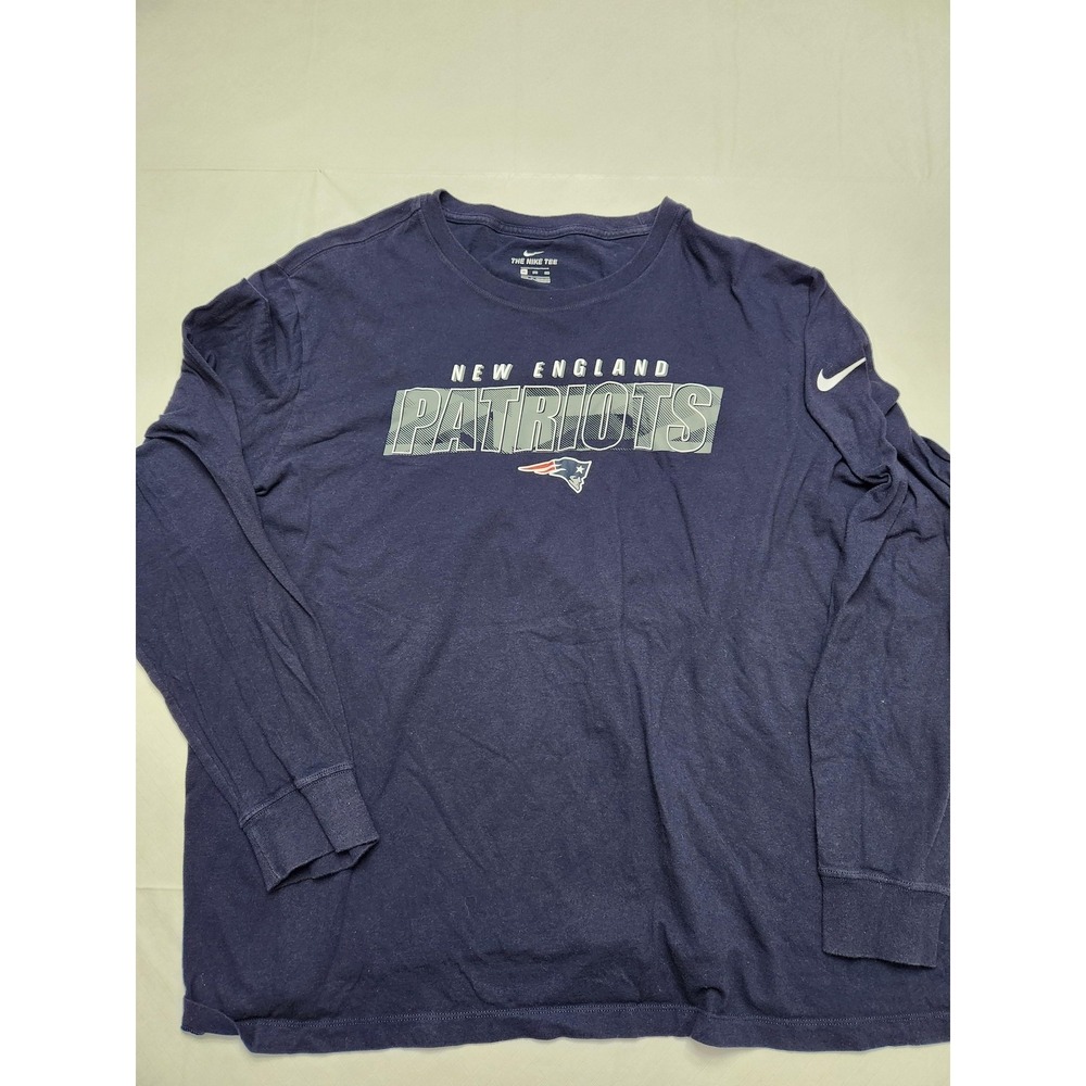 New England Patriots Shirt Mens 3XL Blue NFL Football Nike Long Sleeve Tee - Picture 1 of 12